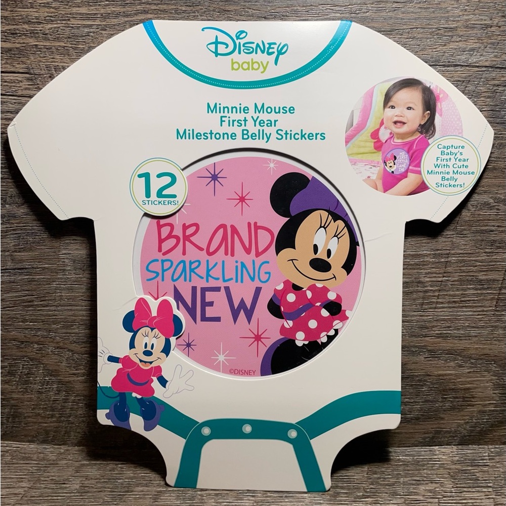NEW~Disney Baby~ Infant Girl Minnie Mouse ~First Year Milestone Belly Stickers